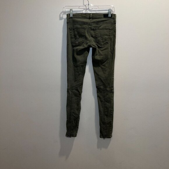 Adriano Goldschmied The Moto Legging Zipper Olive Green Jeans Size 24R 2 - Picture 3 of 9